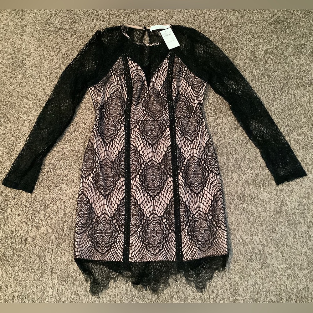 ASTR The Label lace dress, color black & nude, size: L